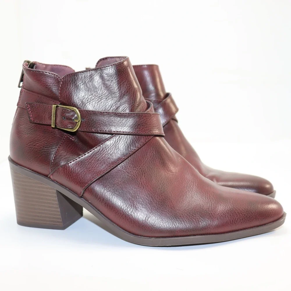 Frye and Co Pembrooke Ankle Boots 9M Burgundy Womens Dark Academia Booties